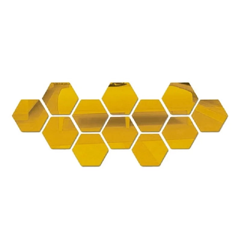 6/12PCS 3D Hexagon Mirror Wall Stickers – Self-Adhesive Home Décor - Serene Nest