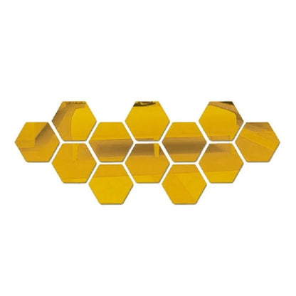 6/12PCS 3D Hexagon Mirror Wall Stickers – Self-Adhesive Home Décor - Serene Nest