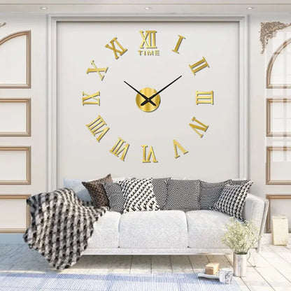 3D Acrylic Design: Our clock features a 3D acrylic design that creates a visually striking effect, with Roman numerals that seem to float in mid-air. - Serene Nest