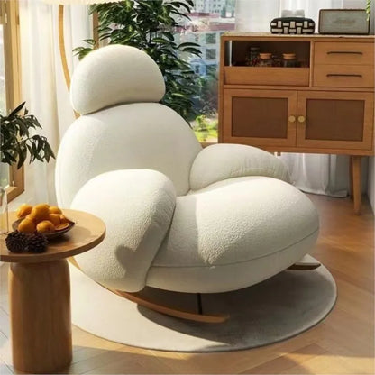 Nordic Cream Rocking Chair – Lazy Sofa for Living Room & Balcony - Serene Nest