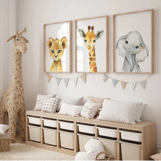 Jungle Adventure Nursery Decor: Set of 3 Baby Animal Posters - Serene Nest