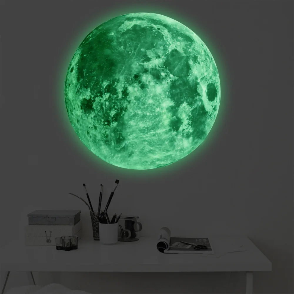 3D Luminous Moon Wall Sticker Glow In The Dark Fluorescent Sticker PVC Home Kids Room Decals Wall Decor Wallpaper - Serene Nest