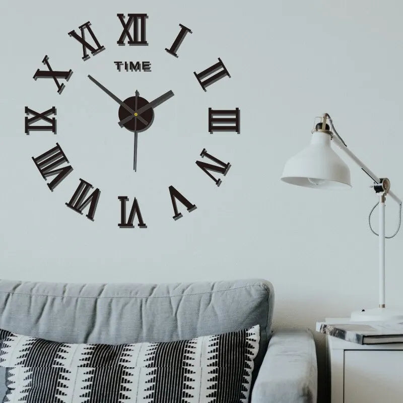 3D Acrylic Design: Our clock features a 3D acrylic design that creates a visually striking effect, with Roman numerals that seem to float in mid-air. - Serene Nest