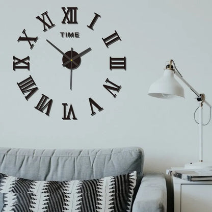 3D Acrylic Design: Our clock features a 3D acrylic design that creates a visually striking effect, with Roman numerals that seem to float in mid-air. - Serene Nest