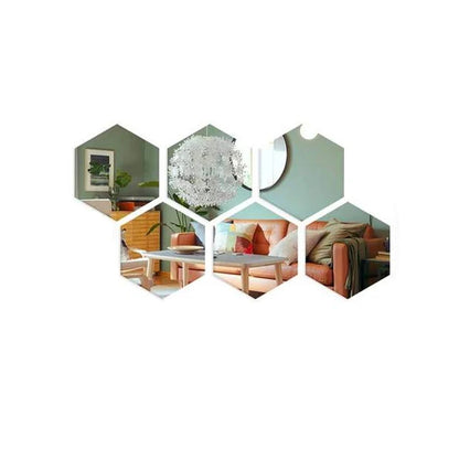 6/12PCS 3D Hexagon Mirror Wall Stickers – Self-Adhesive Home Décor - Serene Nest