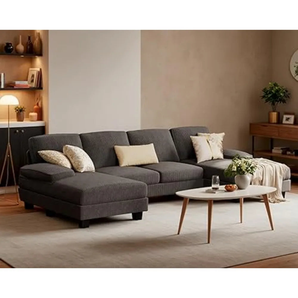 Luxury 4-Seater U-Shaped Sofa Set with Double Chaise & Memory Foam - Serene Nest