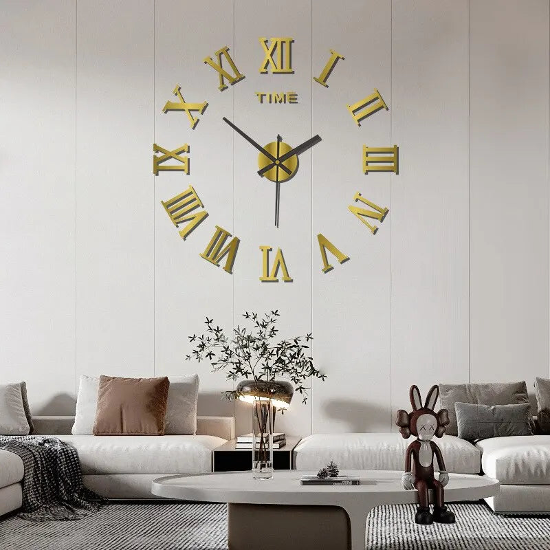 3D Acrylic Design: Our clock features a 3D acrylic design that creates a visually striking effect, with Roman numerals that seem to float in mid-air. - Serene Nest