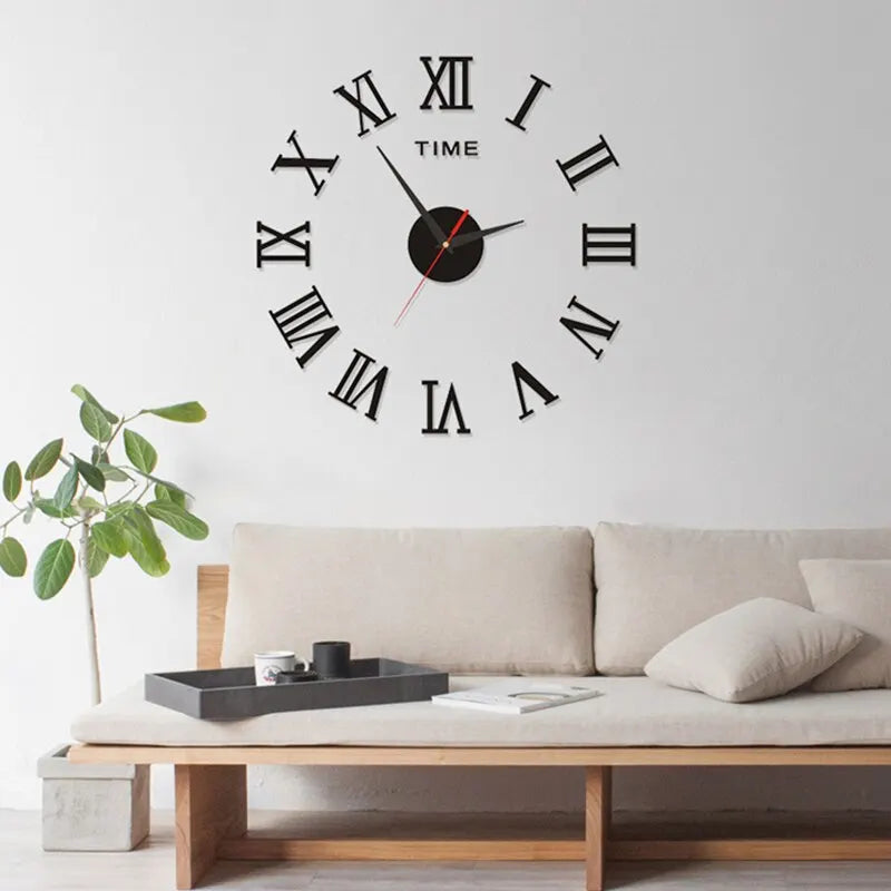 3D Acrylic Design: Our clock features a 3D acrylic design that creates a visually striking effect, with Roman numerals that seem to float in mid-air. - Serene Nest